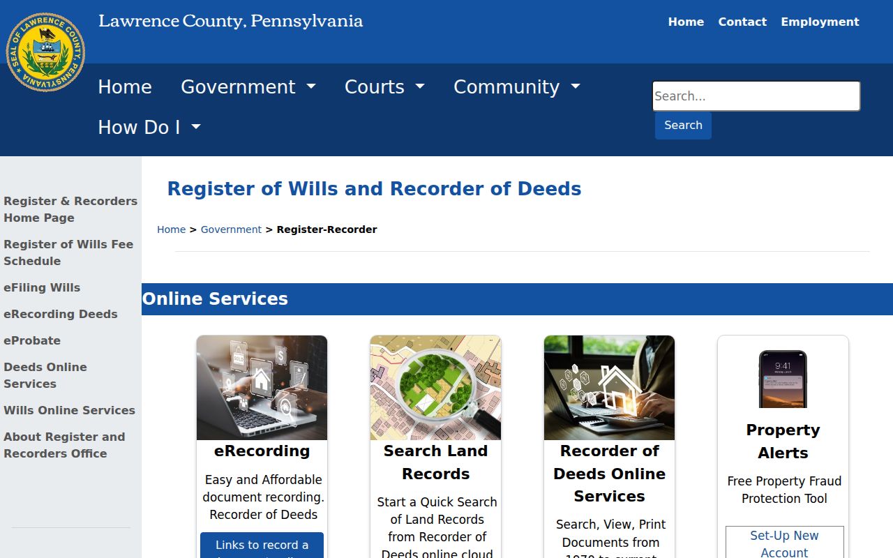 New Castle residents directory Lawrence County Register-Recorder office page