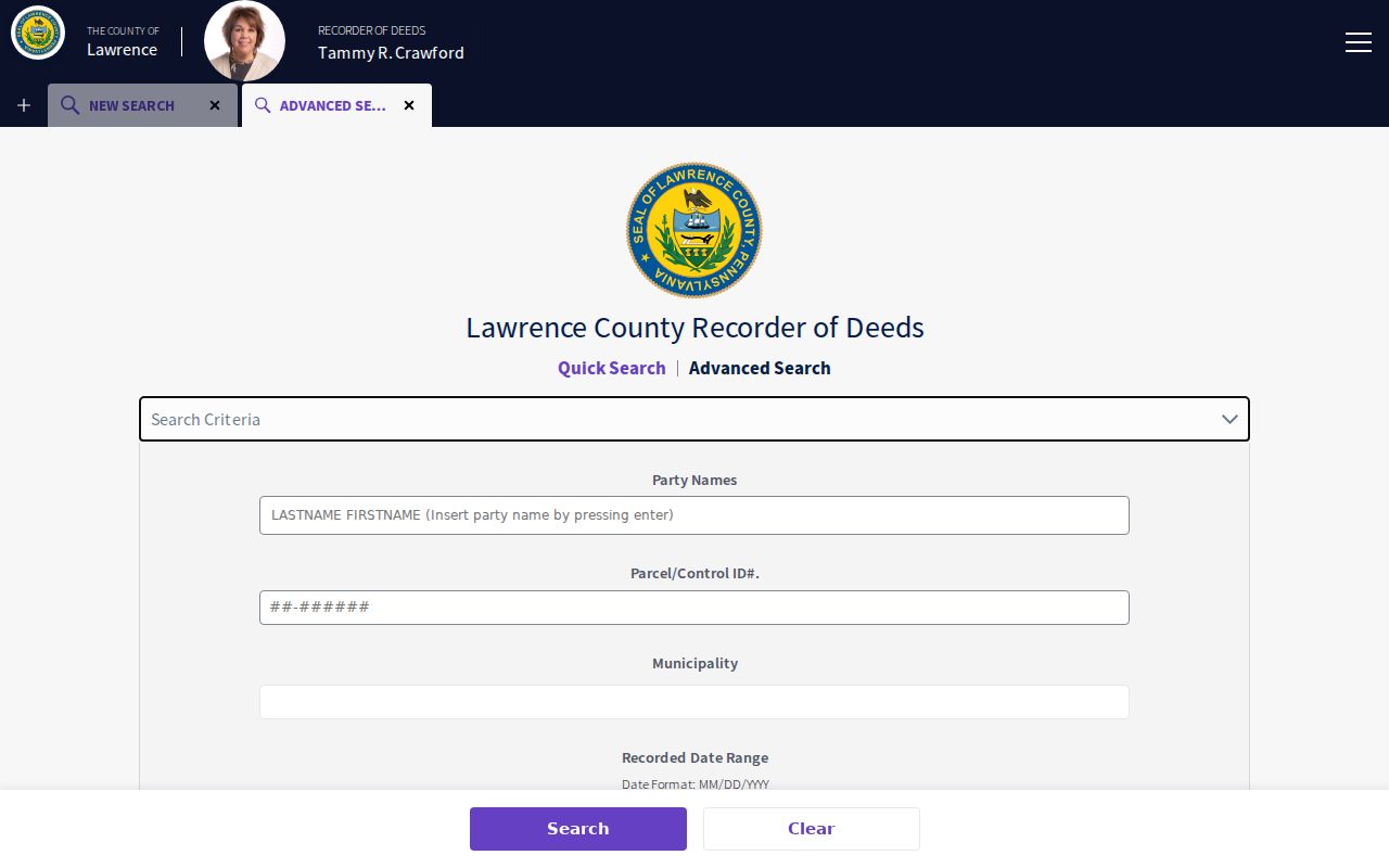 New Castle previous residents Recorder deed search