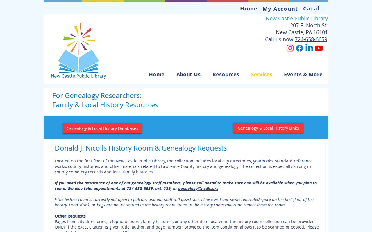 New Castle city directory research at the public library genealogy department